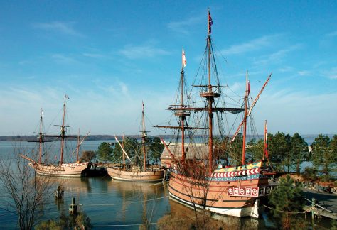 ships docked in jamestown