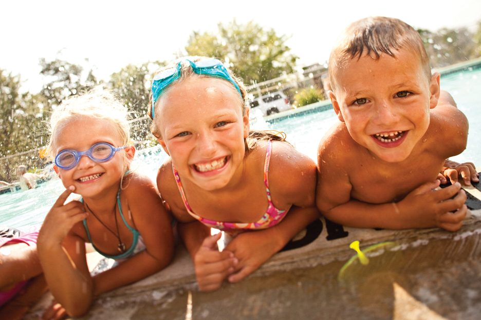 kids laughing in pool