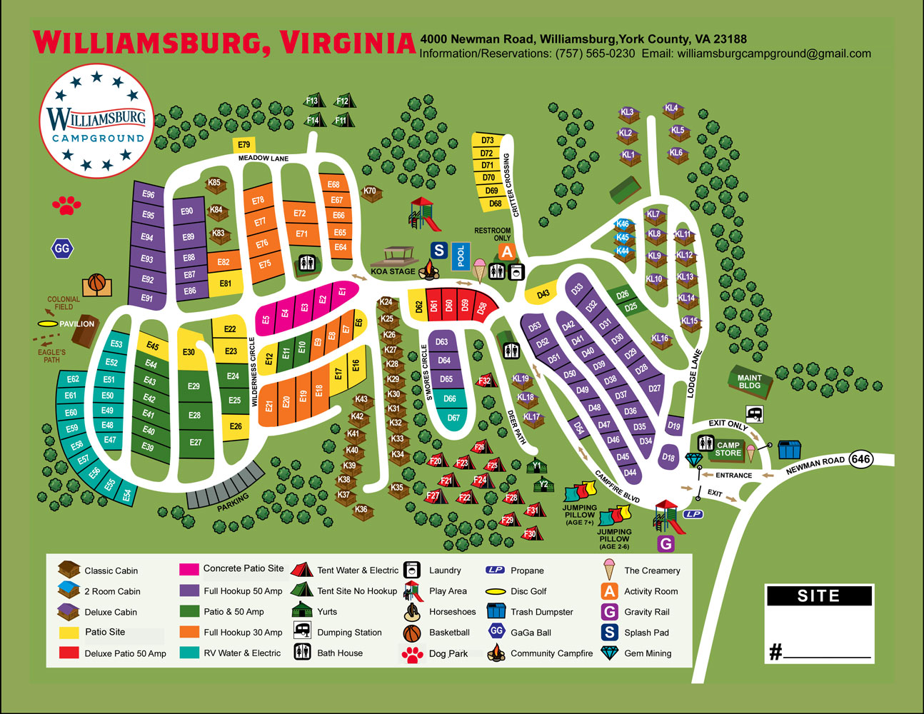 Campground Park Map And Rules Williamsburg Campground Virginia