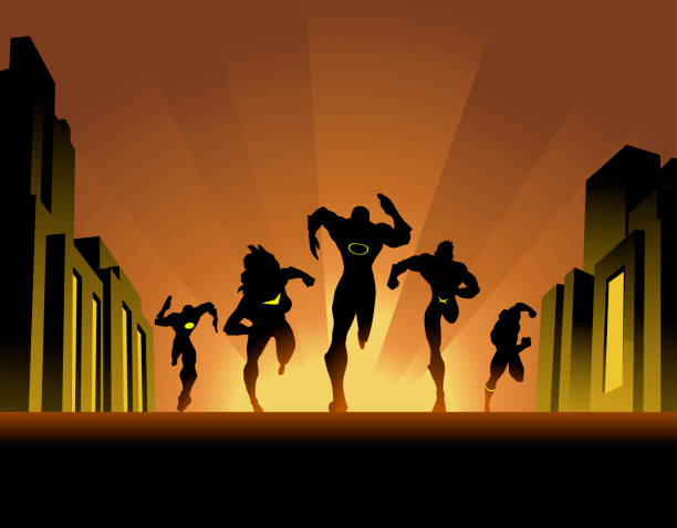 silhouettes of comic heroes